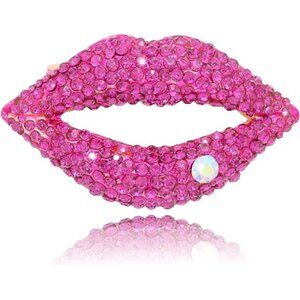 Lips Shape Rhinestone Brooches Sexy Elegant Pin Brooch for Women Gifts